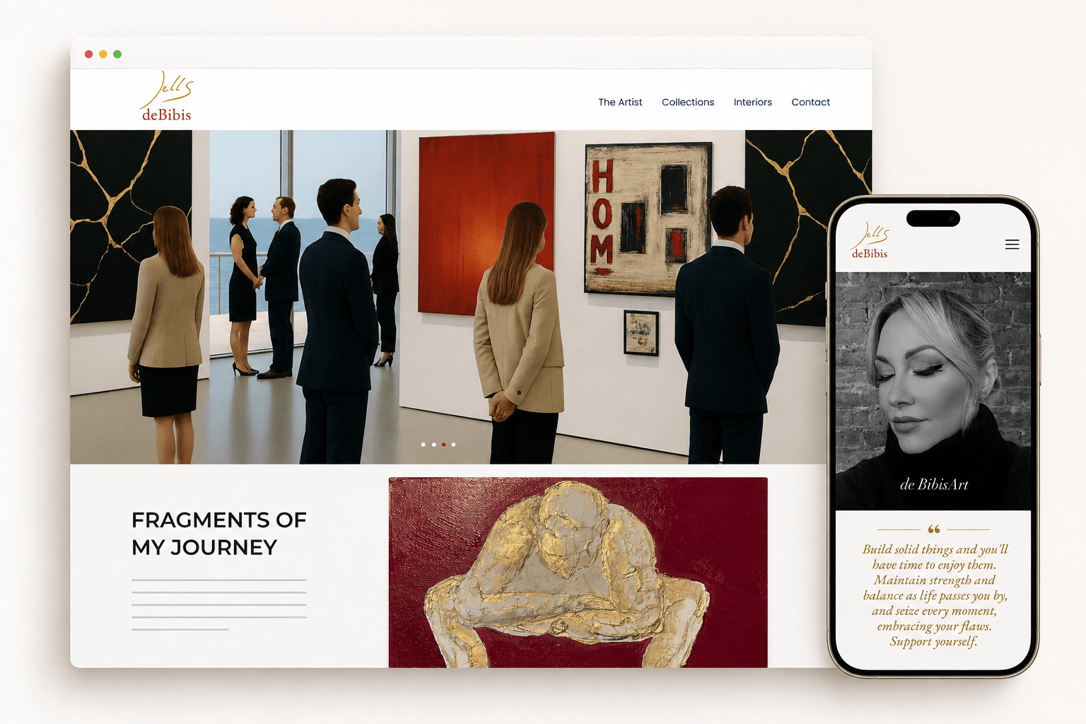 Debibis – portfolio d’artista, versione desktop e mobile