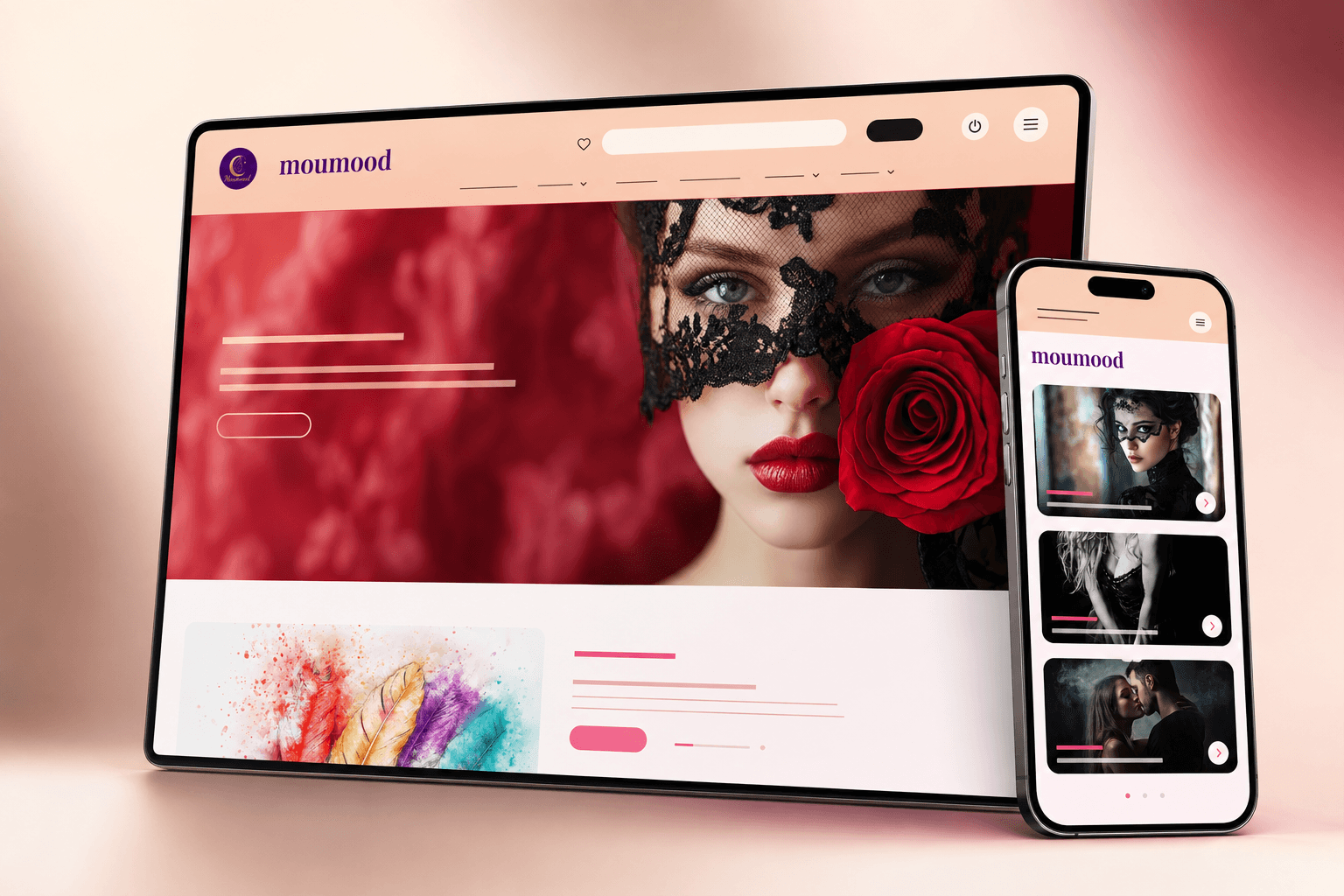 Moumood – progetto editoriale, versione desktop e mobile