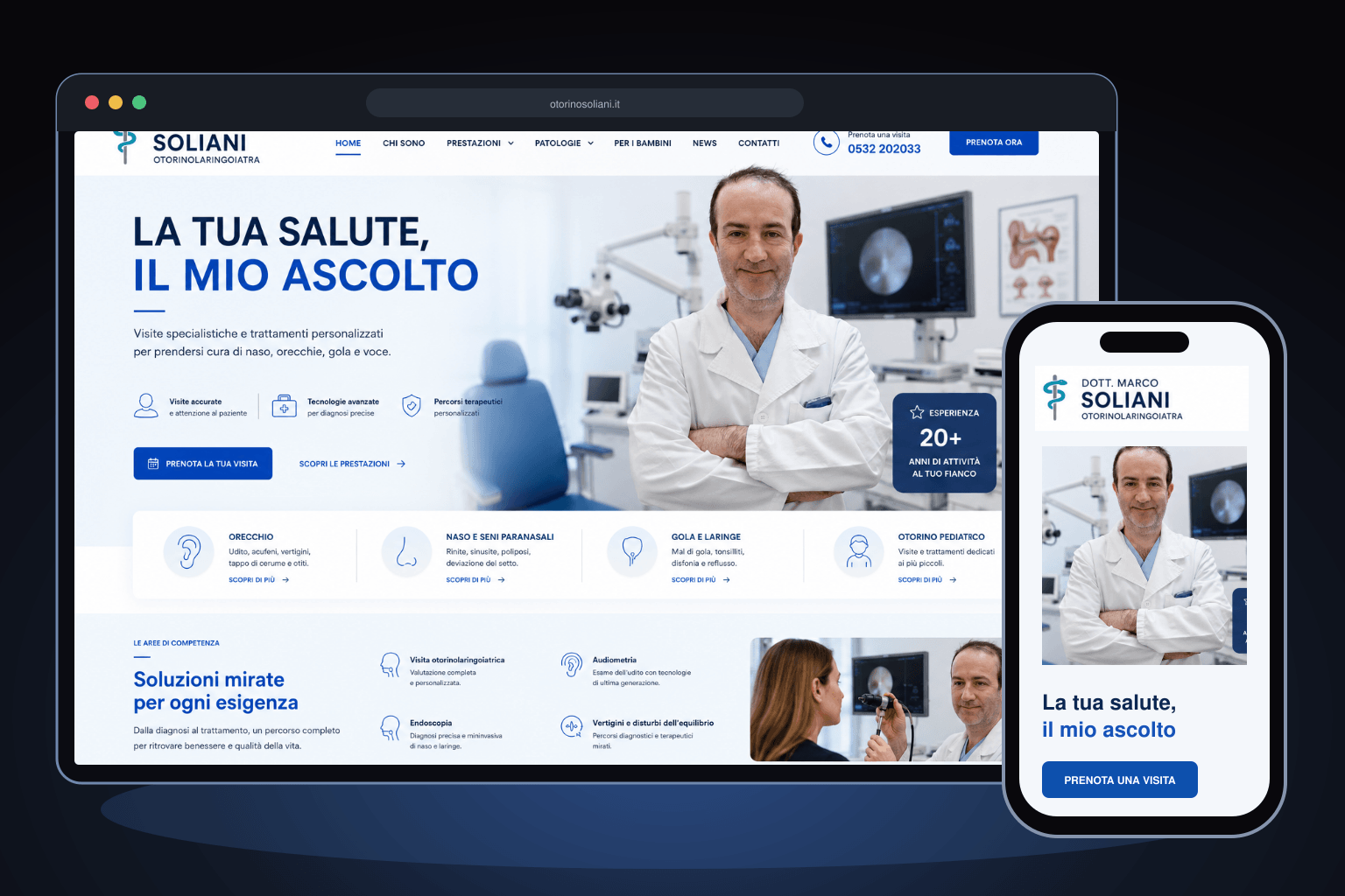 Sito del dottor Marco Soliani – versione desktop e mobile