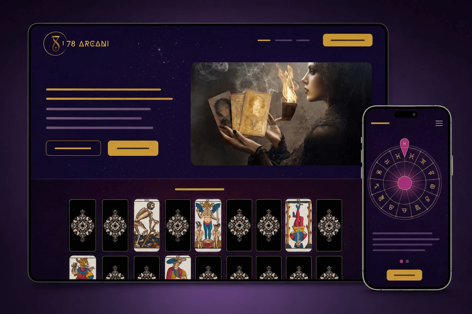 I 78 Arcani – esperienza digitale interattiva, versione desktop e mobile